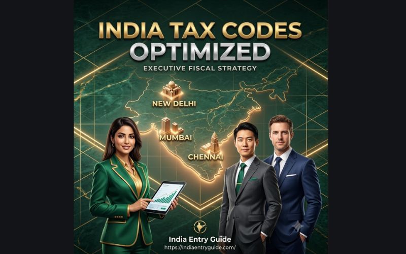 A professional corporate human resources team standing alongside a dark emerald green and gold marble-textured digital map of India with major cities like New Delhi and Mumbai, representing a strategic guide to India HR compliance and employment contracts.